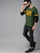 Load image into Gallery viewer, Men Olive Green Printed Round Neck T-shirt R4