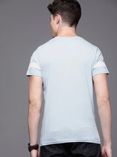 Load image into Gallery viewer, Men Blue &amp; White Slim Fit Striped Round Neck T-shirt E6