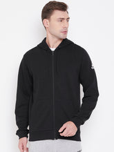 Load image into Gallery viewer, Men Black Solid MH Plain FZ Hooded Sweatshirt Z1