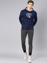 Load image into Gallery viewer, Men Navy Blue &amp; Grey Printed Hooded Pullover Sweatshirt A1