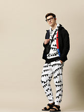 Load image into Gallery viewer, Men White Printed Hooded Sweatshirt F4