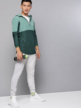 Load image into Gallery viewer, Men Green Vanish Hybrid Colourblocked Hooded Sweatshirt X21