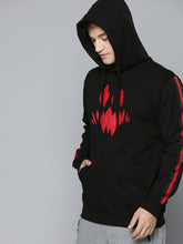 Load image into Gallery viewer, Men Black &amp; Red Applique Detailed Hooded Sweatshirt WW3