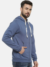 Load image into Gallery viewer, Men Blue Solid Hooded Sweatshirt SW2