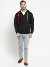 Load image into Gallery viewer, Men Black Solid Hooded Sweatshirt X4