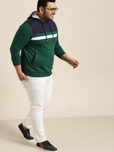 Load image into Gallery viewer, Men Green &amp; Navy Blue Colourblocked Hooded Sweatshirt S43