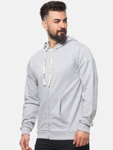 Load image into Gallery viewer, Men Grey Solid Hooded Sweatshirt S
