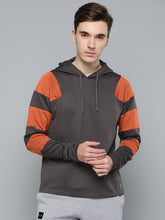 Load image into Gallery viewer, Men Taupe Solid Hooded Lifestyle Sweatshirt ER3
