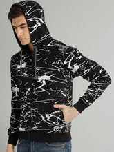 Load image into Gallery viewer, Men Black &amp; White Printed Hooded Sweatshirt F