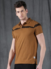 Load image into Gallery viewer, Men Rust Brown Slim Fit Solid Polo Collar T-shirt