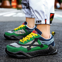 Load image into Gallery viewer, Men's Contrast Color Thick Bottom Lace-up Sneakers Q34