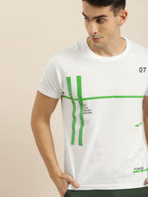 Load image into Gallery viewer, Men White &amp; Green Printed Round Neck T-shirt X4