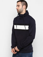 Load image into Gallery viewer, Men Navy Blue &amp; Grey Colourblocked Hooded Sweatshirt S3