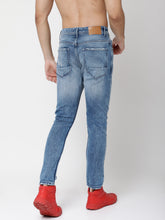 Load image into Gallery viewer, Men Blue Tapered Fit Mid-Rise Clean Look Stretchable Jeans TG5