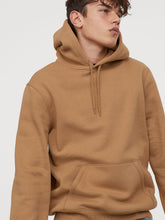 Load image into Gallery viewer, Men Beige Solid Hooded Sweatshirt C1