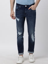 Load image into Gallery viewer, Men Blue Straight Fit Mid-Rise Highly Distressed Stretchable Jeans FD3