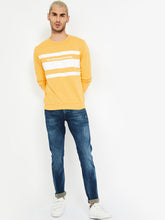 Load image into Gallery viewer, Men Yellow &amp; White Striped Sweatshirt F4