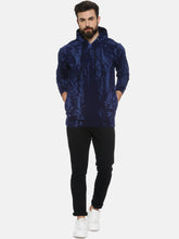 Load image into Gallery viewer, Men Blue Printed Hooded Sweatshirt DP90