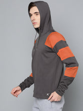 Load image into Gallery viewer, Men Taupe Solid Hooded Lifestyle Sweatshirt ER3