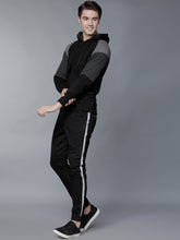 Load image into Gallery viewer, Men Black Colourblocked Hooded Sweatshirt A