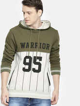 Load image into Gallery viewer, Men Off-White &amp; Olive Green Printed Hooded Sweatshirt V4
