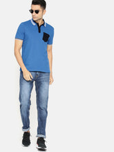 Load image into Gallery viewer, Men Blue Solid Polo Collar T-shirt G2