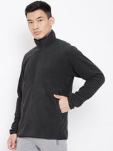 Load image into Gallery viewer, Men Black Solid Free Lift 3-Stripes Polar Fleece Training Sweatshirt S21