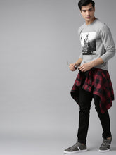 Load image into Gallery viewer, Men Grey Melange Printed Round Neck T-shirt Q