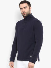 Load image into Gallery viewer, Men Navy Blue Solid Sweatshirt A1