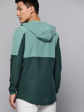 Load image into Gallery viewer, Men Green Vanish Hybrid Colourblocked Hooded Sweatshirt X21