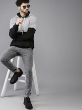 Load image into Gallery viewer, Men Black &amp; Grey Colourblocked Hooded Sweatshirt F1