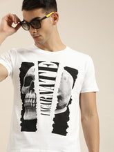 Load image into Gallery viewer, Men White Printed Round Neck T-shirt DF4
