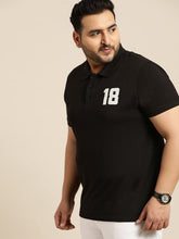 Load image into Gallery viewer, Men Black Applique Detail Polo Collar T-shirt L3