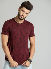 Load image into Gallery viewer, Men Maroon All-Over-Printed Round Neck T-shirt N6