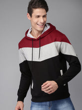 Load image into Gallery viewer, Men Black &amp; Maroon Colourblocked Hooded Sweatshirt XX3