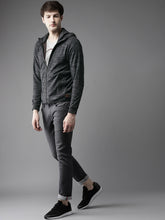 Load image into Gallery viewer, Men Charcoal Grey Solid Hooded Sweatshirt Q2
