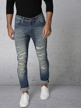 Load image into Gallery viewer, Men Blue Slim Fit Mid-Rise Highly Distressed Stretchable Jeans CC3