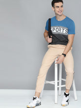 Load image into Gallery viewer, Men Blue &amp; Charcoal Grey Colourblocked Round Neck T-shirt H7