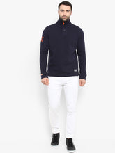 Load image into Gallery viewer, Men Navy Blue Solid Sweatshirt A1