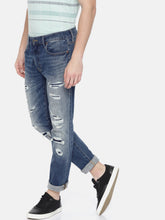Load image into Gallery viewer, Men Blue Slim Fit Mid-Rise Highly Distressed Stretchable Jeans RE33
