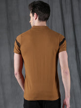 Load image into Gallery viewer, Men Rust Brown Slim Fit Solid Polo Collar T-shirt