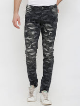 Load image into Gallery viewer, Men Black Camouflage Printed Slim Fit Mid-Rise Stretchable Jeans C33