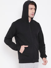 Load image into Gallery viewer, Men Black Solid MH Plain FZ Hooded Sweatshirt Z1