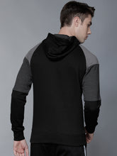 Load image into Gallery viewer, Men Black Colourblocked Hooded Sweatshirt A