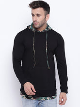 Load image into Gallery viewer, Men Black Solid Hooded Sweatshirt ZP9