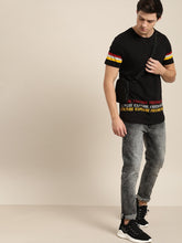 Load image into Gallery viewer, Men Black &amp; Red Printed Round Neck T-shirt F4