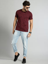 Load image into Gallery viewer, Men Maroon All-Over-Printed Round Neck T-shirt N6