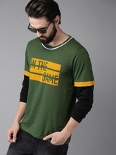Load image into Gallery viewer, Men Olive Green Printed Round Neck T-shirt R4