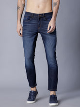 Load image into Gallery viewer, Men Blue Tapered Fit Mid-Rise Clean Look Stretchable Jeans B6