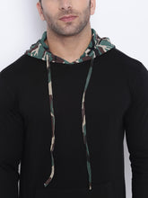 Load image into Gallery viewer, Men Black Solid Hooded Sweatshirt ZP9